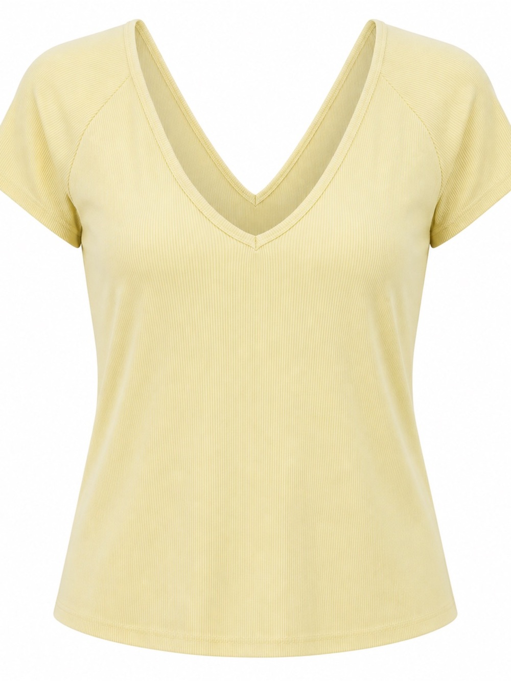 Women's Wild Fable Ribbed V-Neck Tee in Butter Yellow